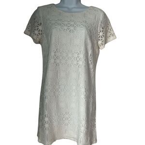 Lulu's Love You For Eternity White Lace Shift Dress S